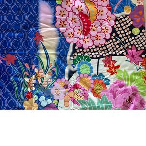 Johnny Was LOVE Reversible Large Beach Towel Flower RED Blanket Blue Bag NEW